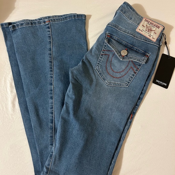 True Religion Women's Flare Jeans in Classic Blue